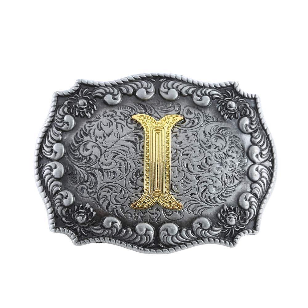8176 Initial Belt Buckle Western Cowboy Handmade Metal Belt Buckle Small I